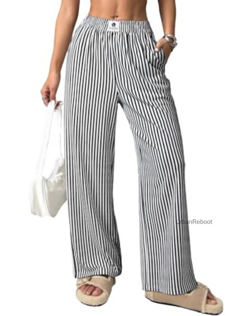High Waist Wide Leg Lounge Pants with Pockets